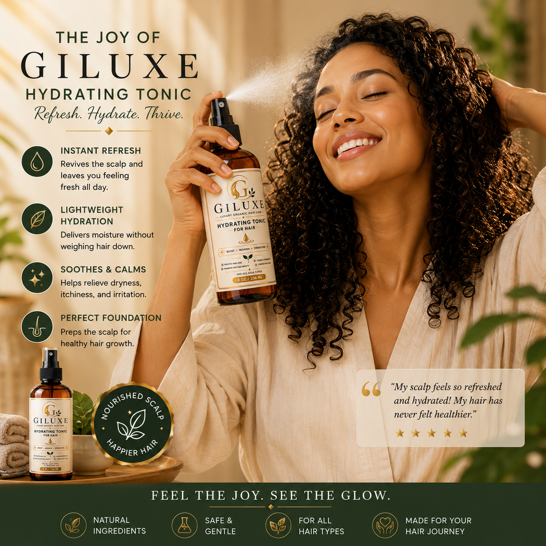 Giluxe Hydrating Tonic &amp; Hair Growth Oil Duo