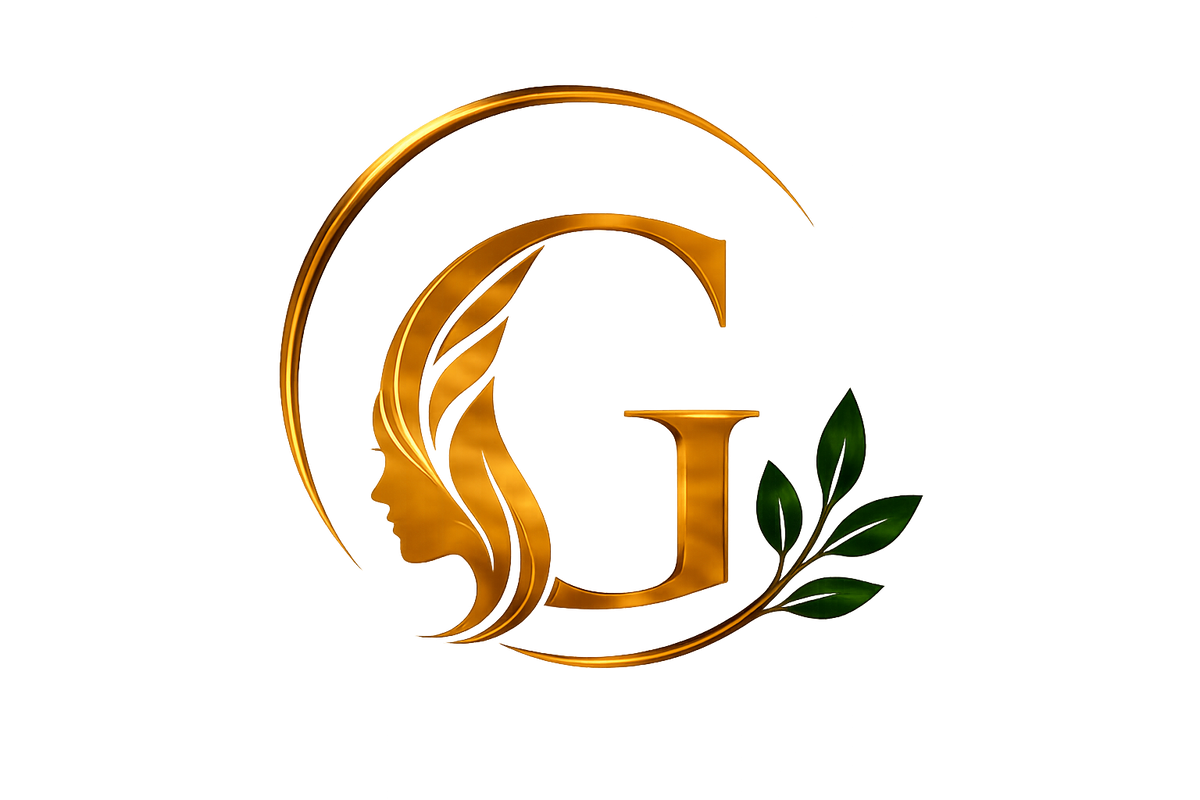 Giluxe luxury organic hair care gold and green logo